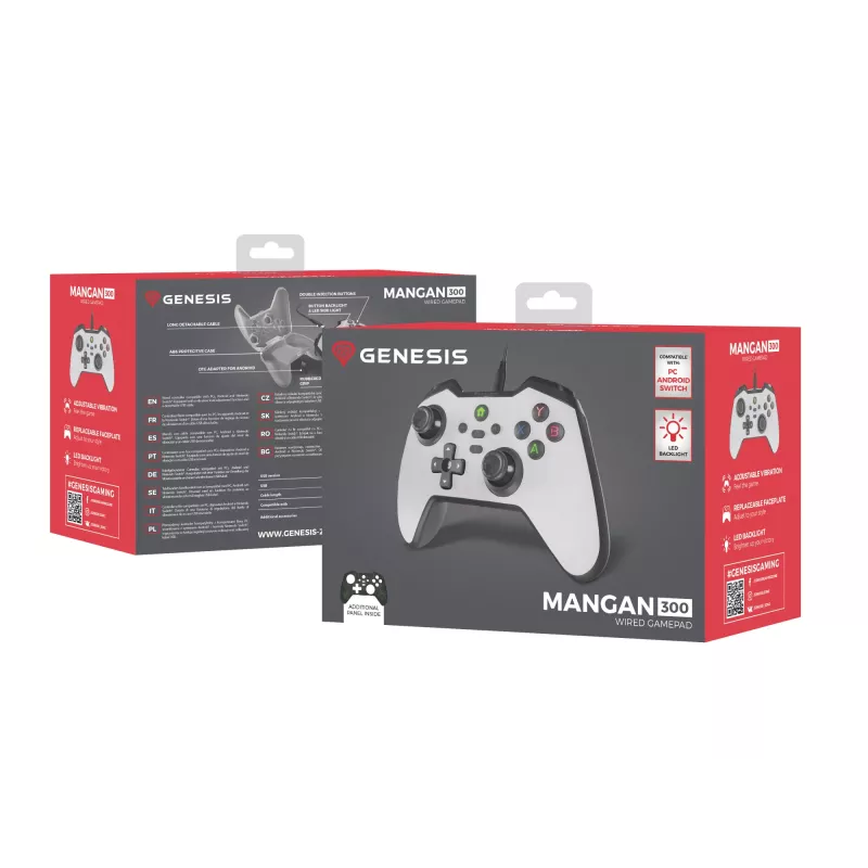 GENESIS Mangan 300 White USB spēļu kontrolieris Analogs / Digitāls Android, Nintendo Switch, PC