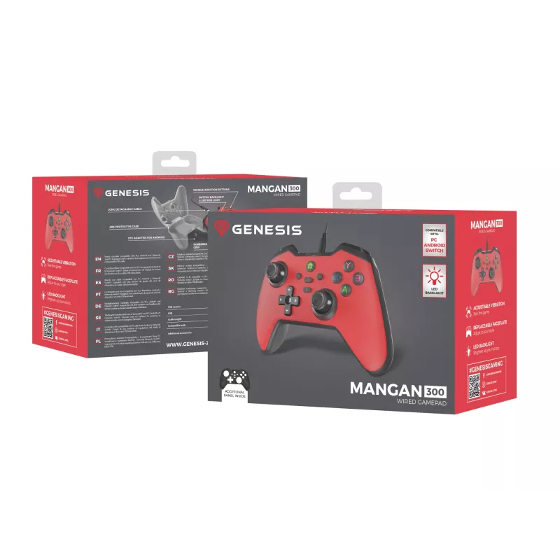 GENESIS Mangan 300 Sarkans USB spēļu kontrolieris Analogs / Digitāls Android, Nintendo Switch, PC