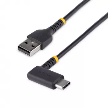 StarTech.com 30cm USB-A uz USB-C lādēšanas kabelis ar taisnu leņķi - izturīgs ātrās uzlādes kabelis - melns - USB 2.0 - aramīda šķiedra - 3A