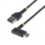 StarTech.com 30cm USB-A uz USB-C lādēšanas kabelis ar taisnu leņķi - izturīgs ātrās uzlādes kabelis - melns - USB 2.0 - aramīda šķiedra - 3A