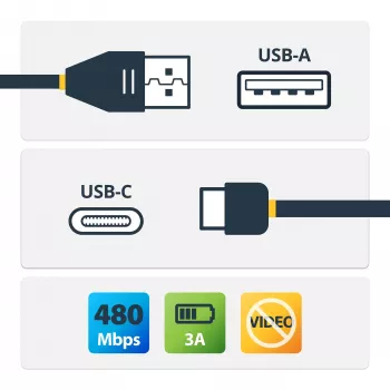 StarTech.com 30cm USB-A uz USB-C lādēšanas kabelis ar taisnu leņķi - izturīgs ātrās uzlādes kabelis - melns - USB 2.0 - aramīda šķiedra - 3A