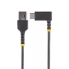 StarTech.com 30cm USB-A uz USB-C lādēšanas kabelis ar taisnu leņķi - izturīgs ātrās uzlādes kabelis - melns - USB 2.0 - aramīda šķiedra - 3A