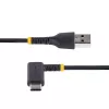 StarTech.com 30cm USB-A uz USB-C lādēšanas kabelis ar taisnu leņķi - izturīgs ātrās uzlādes kabelis - melns - USB 2.0 - aramīda šķiedra - 3A