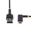 StarTech.com 30cm USB-A uz USB-C lādēšanas kabelis ar taisnu leņķi - izturīgs ātrās uzlādes kabelis - melns - USB 2.0 - aramīda šķiedra - 3A