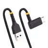 StarTech.com 30cm USB-A uz USB-C lādēšanas kabelis ar taisnu leņķi - izturīgs ātrās uzlādes kabelis - melns - USB 2.0 - aramīda šķiedra - 3A