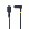 StarTech.com 6ft (2m) USB C lādēšanas kabelis ar taisno leņķi - 60W PD 3A - izturīgs ātrās uzlādes USB-C kabelis - melns USB 2.0 Type-C - pastiprināts ar aramīda šķiedru - USB lādēšanas vads