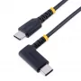 StarTech.com 1ft (30cm) USB C lādēšanas kabelis ar taisnleņķa savienotāju - 60W PD 3A - izturīgs ātrās uzlādes USB-C kabelis - melns USB 2.0 Type-C - pastiprināts ar aramīda šķiedru