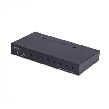 StarTech.com 8 portu DisplayPort KVM slēdzis ar 1U stiprinājuma komplektu, 4K 60Hz DP 1.2, pogu un taustiņu pārslēgšana, 4 portu USB centrmezgls, OS neatkarīgs, TAA atbilstošs