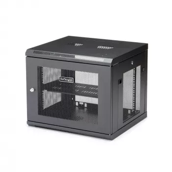 StarTech.com 4-Post 9U sienas tīkla skapis ar 1U plauktu, 19 collu sienas servera statīvs datu/AV/elektronikas/datoru aprīkojumam, mazs ventilējams skapis
