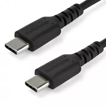 StarTech.com 1m USB C lādēšanas kabelis - izturīgs ātrās uzlādes un sinhronizācijas USB 2.0 Type-C uz USB-C klēpjdatora lādētāja vads - TPE apvalks, aramīda šķiedra, M/M 60W, melns - Samsung S10 S20 iPad Pro MS Surface