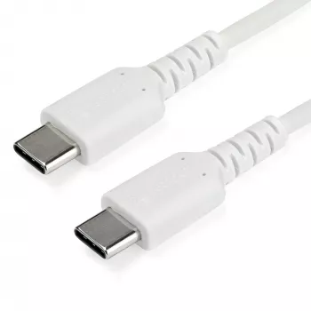 StarTech.com 1m USB C lādēšanas kabelis - izturīgs ātrās uzlādes un sinhronizācijas USB 2.0 Type C uz USB C klēpjdatora lādētāja vads - TPE apvalks, aramīda šķiedra, M/M, 60W, balts - Samsung S10 S20 iPad Pro MS Surface