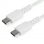 StarTech.com 1m USB C lādēšanas kabelis - izturīgs ātrās uzlādes un sinhronizācijas USB 2.0 Type C uz USB C klēpjdatora lādētāja vads - TPE apvalks, aramīda šķiedra, M/M, 60W, balts - Samsung S10 S20 iPad Pro MS Surface
