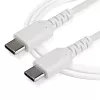 StarTech.com 1m USB C lādēšanas kabelis - izturīgs ātrās uzlādes un sinhronizācijas USB 2.0 Type C uz USB C klēpjdatora lādētāja vads - TPE apvalks, aramīda šķiedra, M/M, 60W, balts - Samsung S10 S20 iPad Pro MS Surface