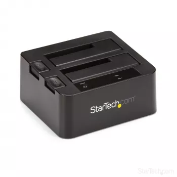 StarTech.com Divu nodalījumu USB 3.2 Gen 2 uz SATA cietā diska dokstacija, USB 10Gbps, ārējā 2.5/3.5 collu SATA I/II/III SSD/HDD dokstacija, karstā maiņa, augšējā iekraušana