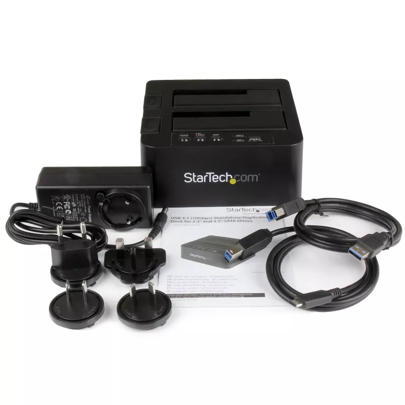 StarTech.com autonomais cietā diska dublikators, divu nodalījumu HDD/SSD klonētājs/kopētājs, USB 3.1 (10Gbps) uz SATA III HDD/SSD dokošanas stacija, cietā diska dublikatora doks, cietā diska klonētājs