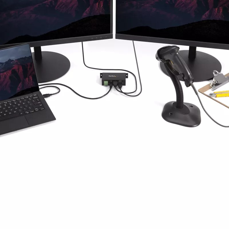 StarTech.com 4-Portu USB 2.0 Hub - Metāla Industriālais USB-A Hub - DIN Sliežu, Sienas vai Galda Montējams USB Datu Hub - TAA Atbilstošs USB Paplašinātājs