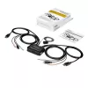 StarTech.com 2 Portu DisplayPort KVM Slēdzis - 4K 60Hz - Kompakts Divu Portu UHD DP 1.2 USB Galddatora KVM Slēdzis ar 1,2m Kabeļiem un Audio - Barošana no USB un Tālvadības Pārslēgšana - MacBook ThinkPad