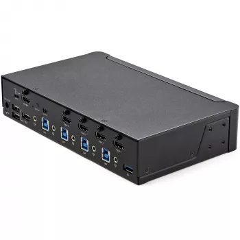 StarTech.com 4 Portu HDMI KVM Slēdzis - Viena Monitora 4K 60Hz Ultra HD HDR - Galda HDMI 2.0 KVM Slēdzis ar 2 Portu USB 3.0 HUB (5Gbps) un 4x USB 2.0 HID, Audio - Karstā Taustiņa Pārslēgšana - TAA