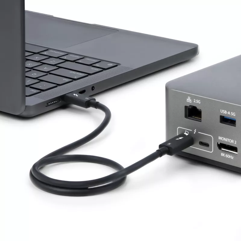 StarTech.com 1m Thunderbolt 5 kabelis, 80Gbps/līdz 120Gbps, 240W PD, 8K 60Hz, sertificēts Thunderbolt kabelis - saderīgs ar Thunderbolt 4/USB4/USB-C