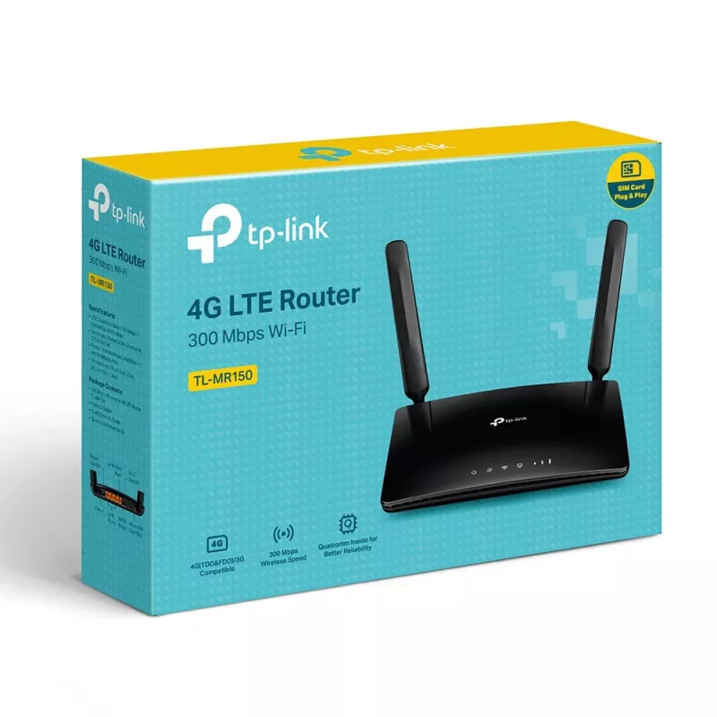 TP-Link TL-MR150 bezvadu maršrutētājs Fast Ethernet vienas joslas (2.4 GHz) 4G melns