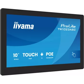 iiyama TW1023ASC-B3P Pieskāriena displejs 25.6 cm (10.1 collu) Wi-Fi 385 cd/m² WXGA Melns Skārienekrāns Iebūvēts procesors Android 24/7
