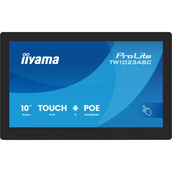 iiyama TW1023ASC-B3P Pieskāriena displejs 25.6 cm (10.1 collu) Wi-Fi 385 cd/m² WXGA Melns Skārienekrāns Iebūvēts procesors Android 24/7