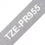 Brother TZE-PR955 lentes kasetne, balts uz sudraba