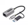 StarTech.com 2.5GbE USB-C uz Ethernet adapteris ar USB-A pārveidotāju, NBASE-T NIC, USB 3.0 Type-C 2.5/1G daudzātrumu tīkls, saderīgs ar Thunderbolt, Windows un Mac