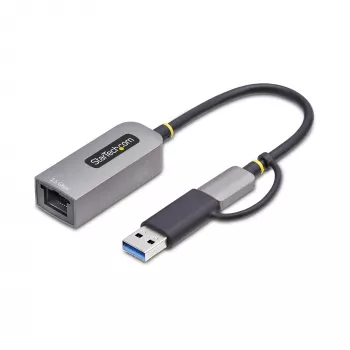 StarTech.com 2.5GbE USB-C uz Ethernet adapteris ar USB-A pārveidotāju, NBASE-T NIC, USB 3.0 Type-C 2.5/1G daudzātrumu tīkls, saderīgs ar Thunderbolt, Windows un Mac