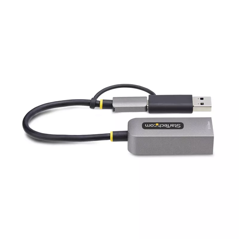 StarTech.com 2.5GbE USB-C uz Ethernet adapteris ar USB-A pārveidotāju, NBASE-T NIC, USB 3.0 Type-C 2.5/1G daudzātrumu tīkls, saderīgs ar Thunderbolt, Windows un Mac