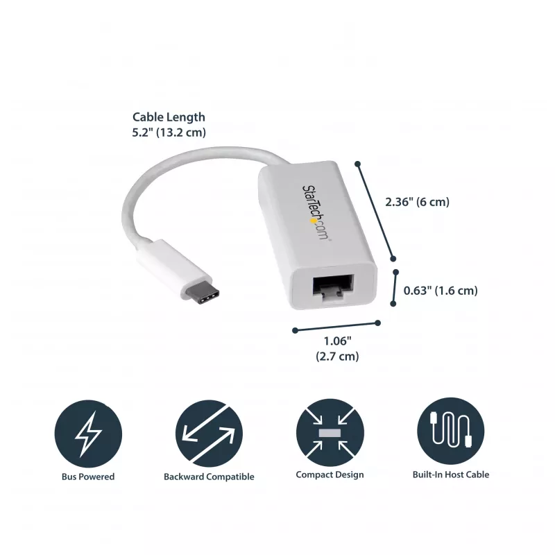 StarTech.com USB-C uz Gigabit tīkla adapteris - Balts