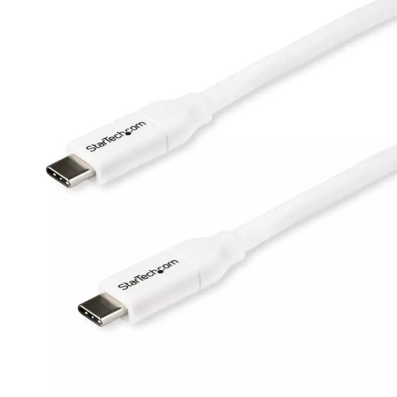 StarTech.com USB-C uz USB-C kabelis ar 5A PD - vīriešu/vīriešu - balts - 2 m - USB 2.0 - USB-IF sertificēts