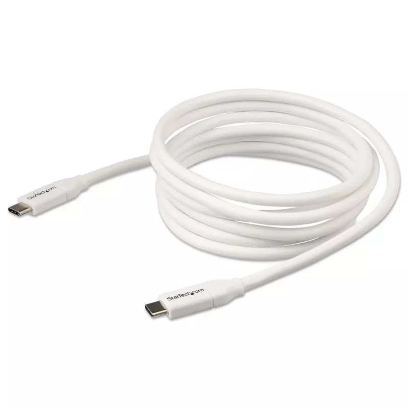StarTech.com USB-C uz USB-C kabelis ar 5A PD - vīriešu/vīriešu - balts - 2 m - USB 2.0 - USB-IF sertificēts