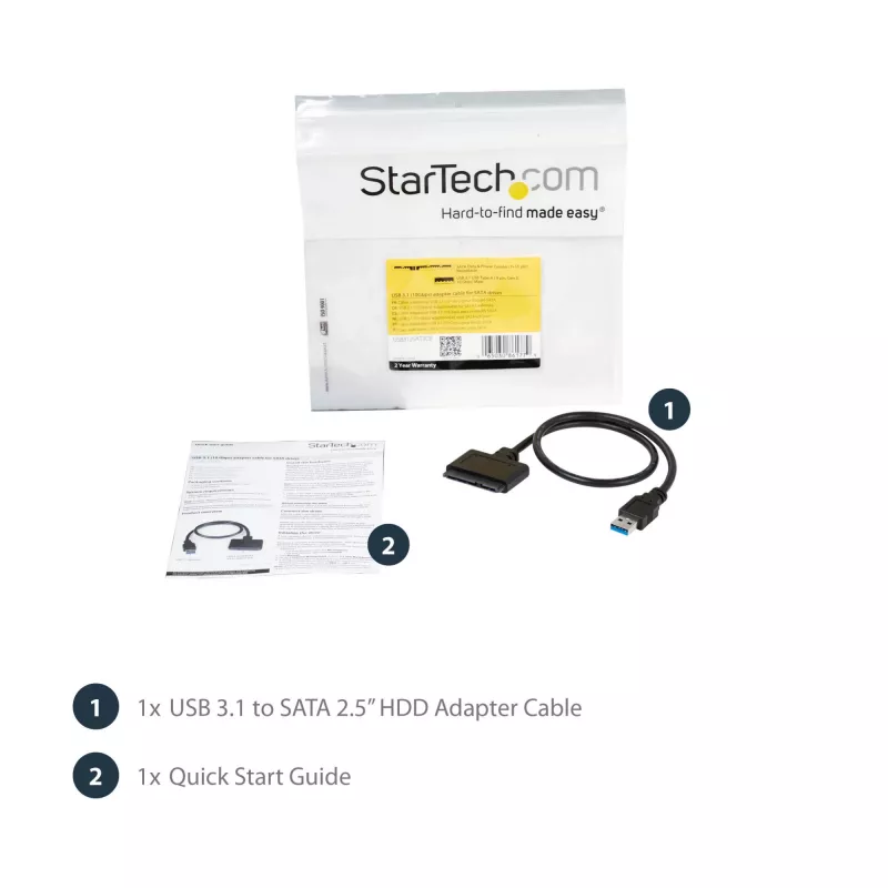 StarTech.com USB 3.1 uz 2.5 collu SATA cietā diska adapteris - USB 3.1 Gen 2 10Gbps ar UASP ārējais HDD/SSD glabāšanas pārveidotājs