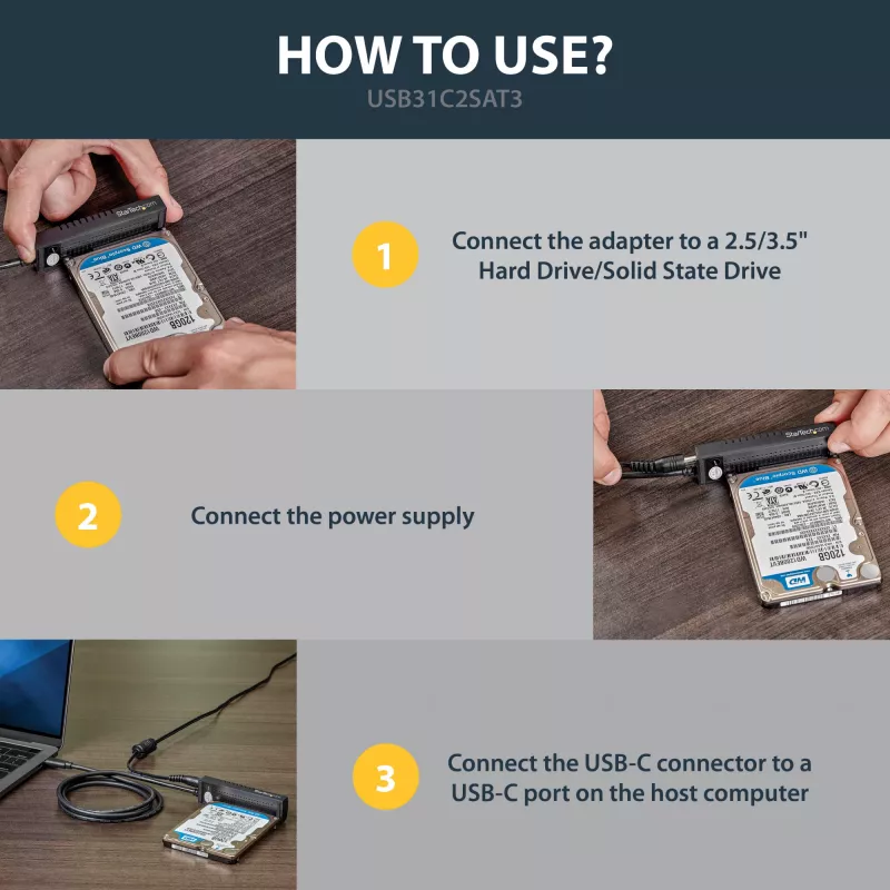 StarTech.com USB 3.1 (10Gbps) adaptera kabelis 2.5”/3.5” SATA diskdziņiem - USB-C