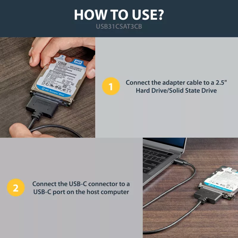 StarTech.com USB 3.1 (10Gbps) adaptera kabelis 2,5 inch SATA diskdziņiem - USB-C