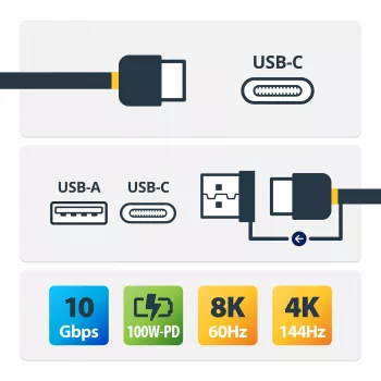 StarTech.com 3ft (1m) Hibrīda USB-C kabelis ar USB-A adapteri - 2-in-1 USB-C uz USB-C (10Gbps/100W PD), USB-A uz USB-C (5Gbps) - Ideāls hibrīda dokstacijām