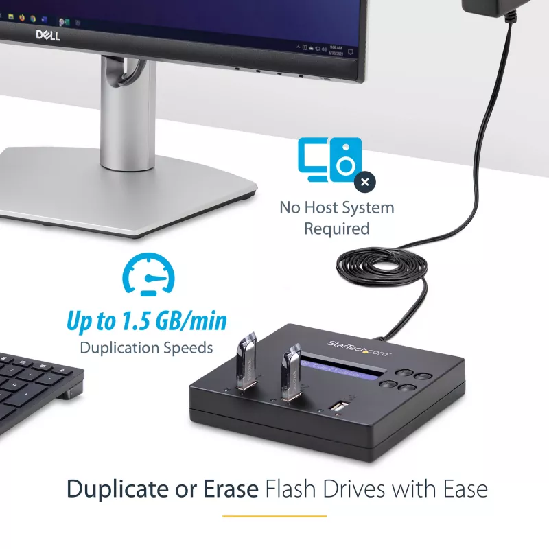 StarTech.com USB zibatmiņu dublikators un dzēsējs 1:2, 1.5 GB/min, LCD displejs