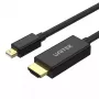 Videokabeļa adapteris Unitek Mini DisplayPort uz HDMI 2 m, HDMI 1.4, 4K@30Hz, HDCP 2.0, apzeltīti kontakti, melns