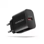 Axagon ACU-QC18 QC 3.0 sienas lādētājs 18W, 1× USB-A, melns