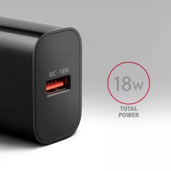 Axagon ACU-QC18 QC 3.0 sienas lādētājs 18W, 1× USB-A, melns