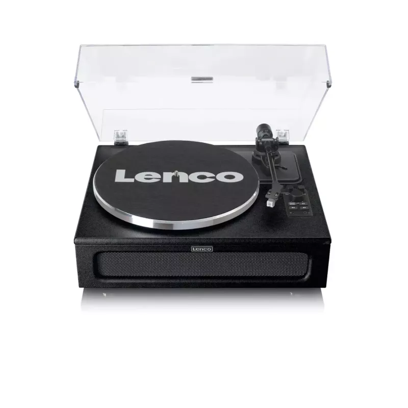Lenco LS-430BK skaņuplašu atskaņotājs ar siksnu, 4 skaļruņiem un Bluetooth, 40 W, 33/45 apgr./min., melns