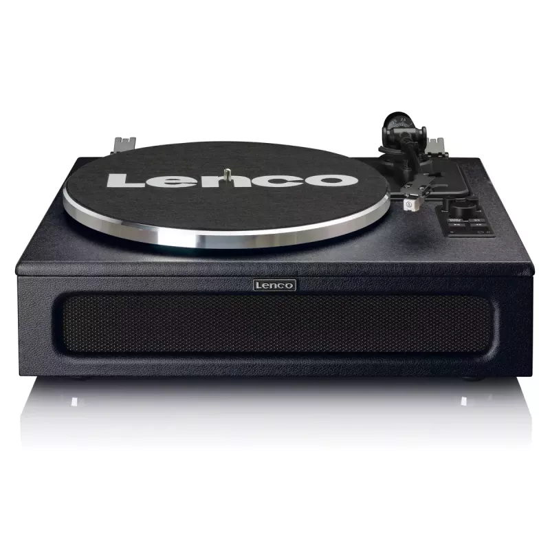 Lenco LS-430BK skaņuplašu atskaņotājs ar siksnu, 4 skaļruņiem un Bluetooth, 40 W, 33/45 apgr./min., melns