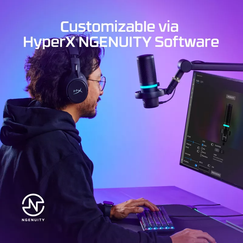 HyperX DuoCast - USB mikrofons (Melns) - RGB apgaismojums