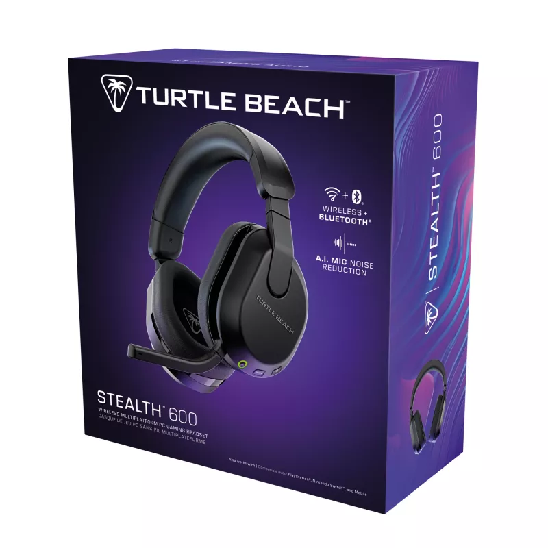 Turtle Beach Stealth 600 Melns Bezvadu Spēļu Austiņas PC, PS5, PS4 un Mobilajām Ierīcēm