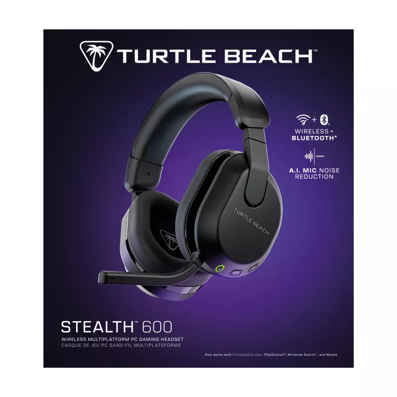 Turtle Beach Stealth 600 Melns Bezvadu Spēļu Austiņas PC, PS5, PS4 un Mobilajām Ierīcēm