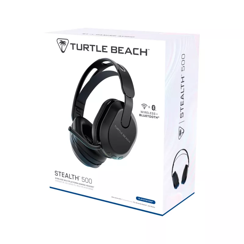 Turtle Beach Stealth 500 Melns PlayStation Bezvadu Spēļu Austiņas ar līdz 40h Akumulatoru un Bluetooth PS5, PS4, PC un Mobilajām Ierīcēm
