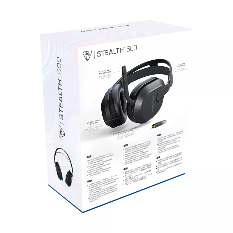 Turtle Beach Stealth 500 Melns PlayStation Bezvadu Spēļu Austiņas ar līdz 40h Akumulatoru un Bluetooth PS5, PS4, PC un Mobilajām Ierīcēm