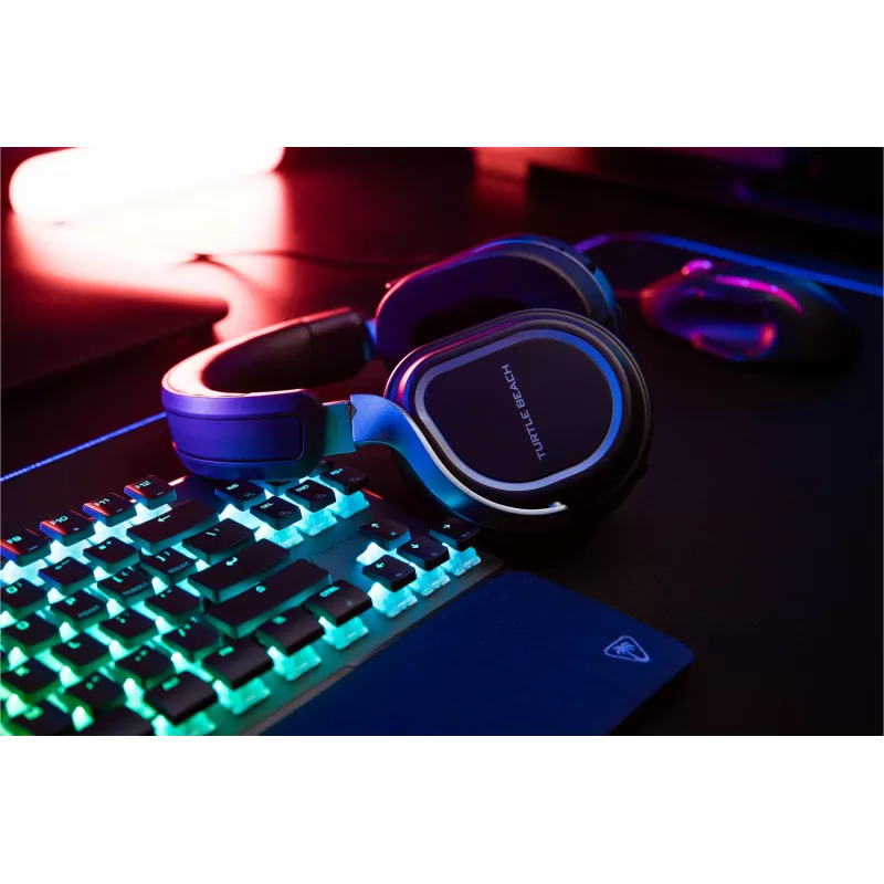Turtle Beach Stealth 700 Black PlayStation bezvadu spēļu austiņas ar līdz 80 h akumulatoru, Bluetooth, diviem raidītājiem un 60 mm skaļruņiem PS5, PS4, PC un mobilajām ierīcēm
