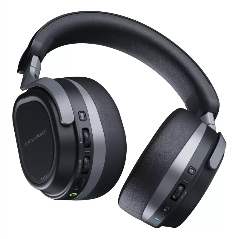 Turtle Beach Stealth 700 Black bezvadu spēļu austiņas PC, PS5, PS4 un mobilajām ierīcēm ar līdz 80 stundu akumulatoru, Bluetooth, diviem raidītājiem un 60 mm skaļruņiem